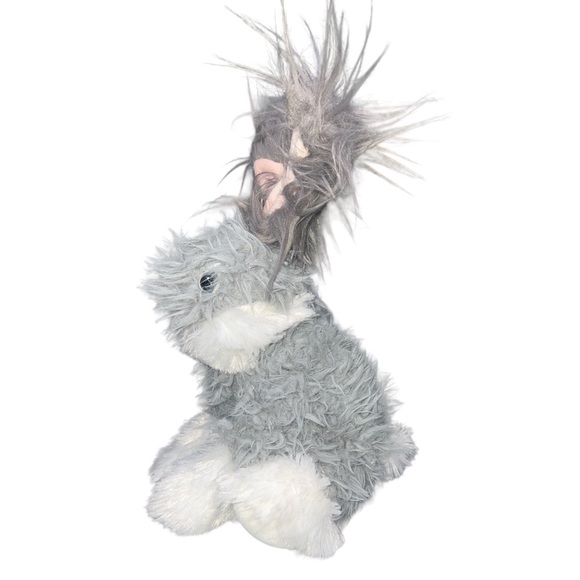 Dan Dee Angora Bunny Rabbit Plush Stuffed Animal Toy Grey White 14" Inch Fuzzy - Picture 4 of 7